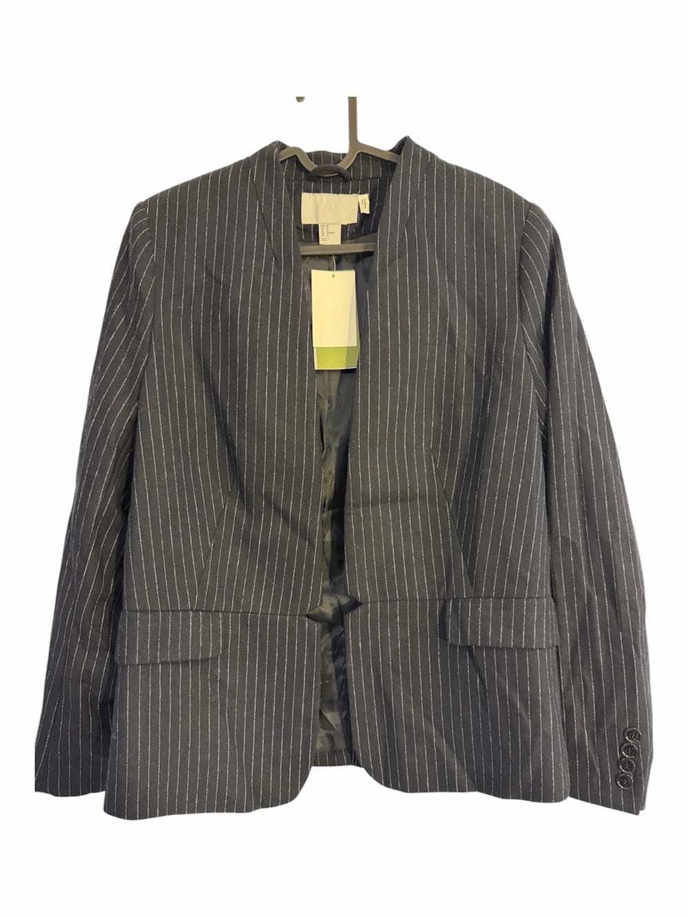 H&M Navy Blue Wool Blend Stripe Blazer - #130